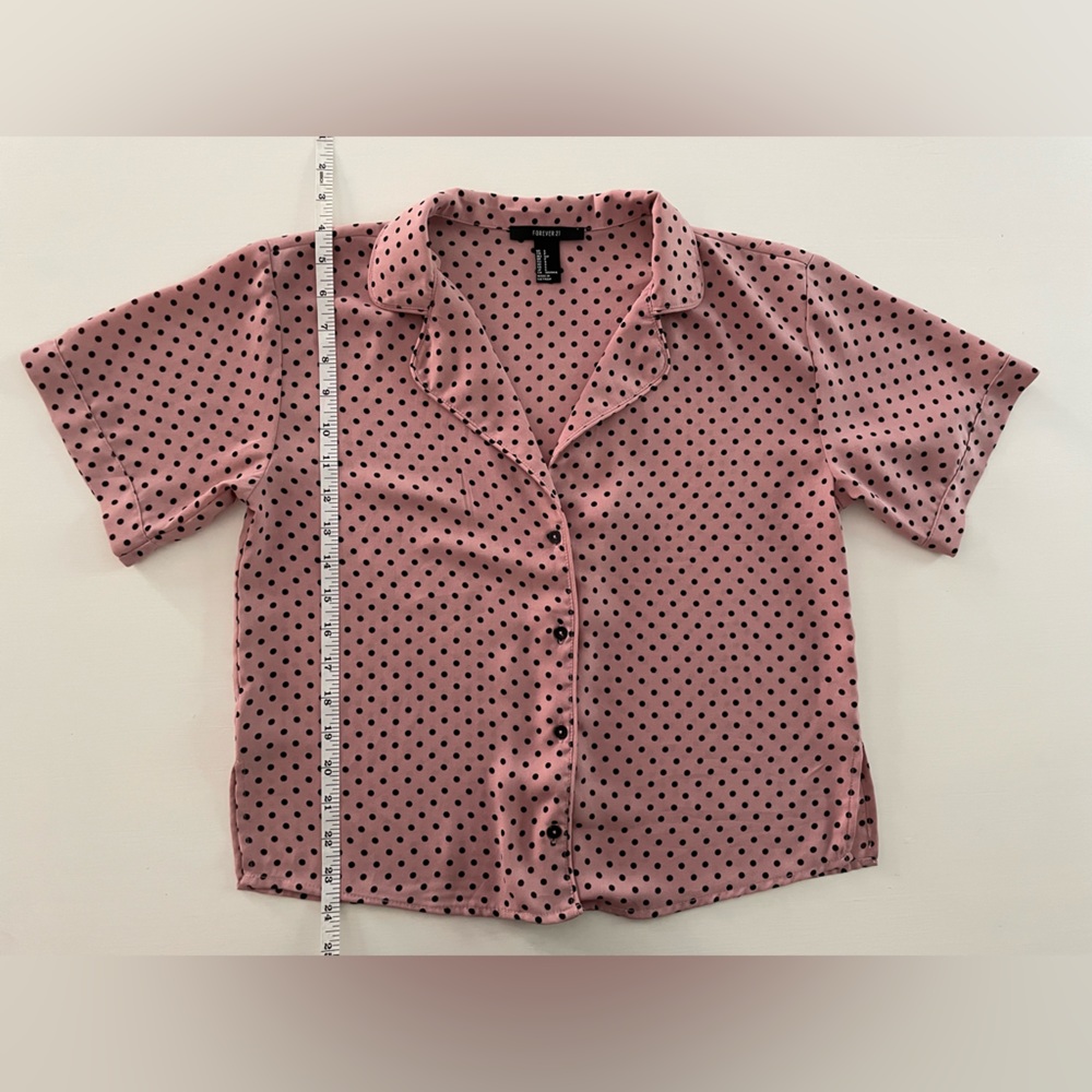 Forever 21 polka dots print button down crop top